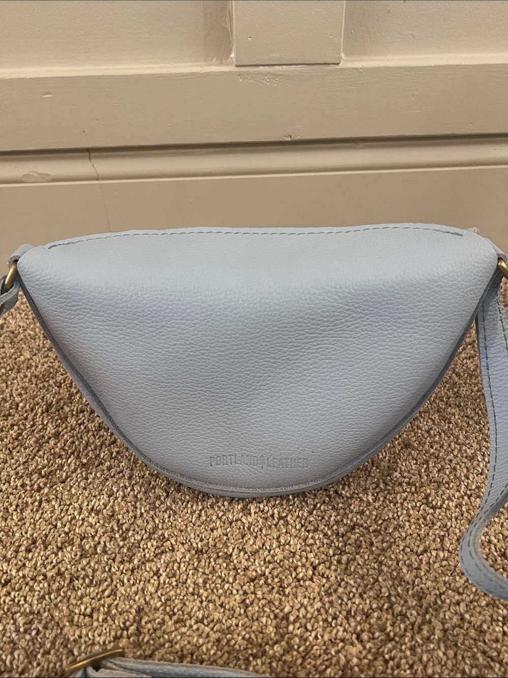 Portland Leather Light Blue Women's Crossbody Saddle Bag - Picture 2 of 8